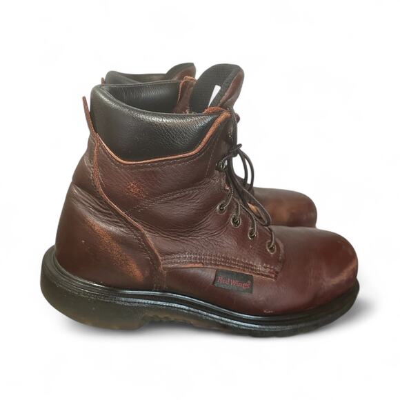 Red Wing 606 Leather Work Boots 9.5 D Brown Lace Up Outdoor Supersole Steel Toe - Picture 3 of 8